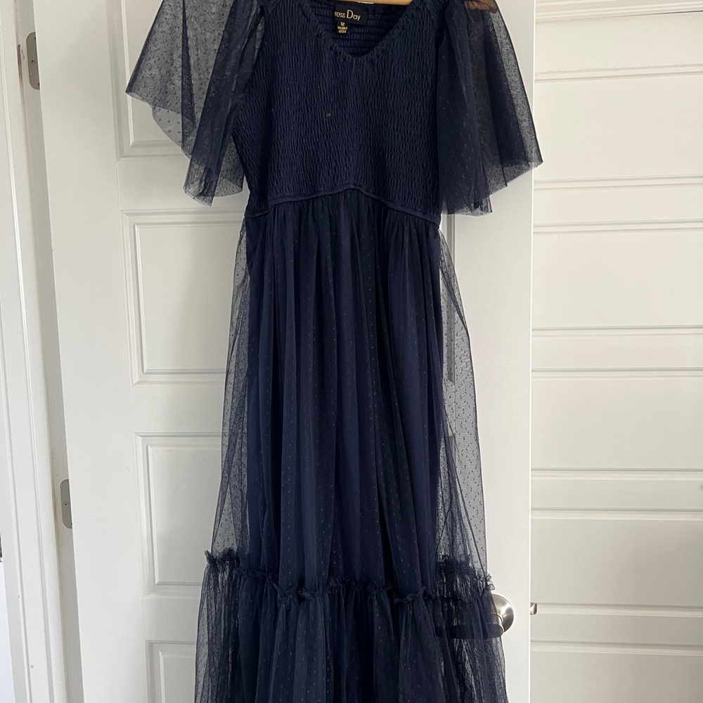 Pinkblush Blue Ruffled Tiered Midi Dress for Wedding Guest
